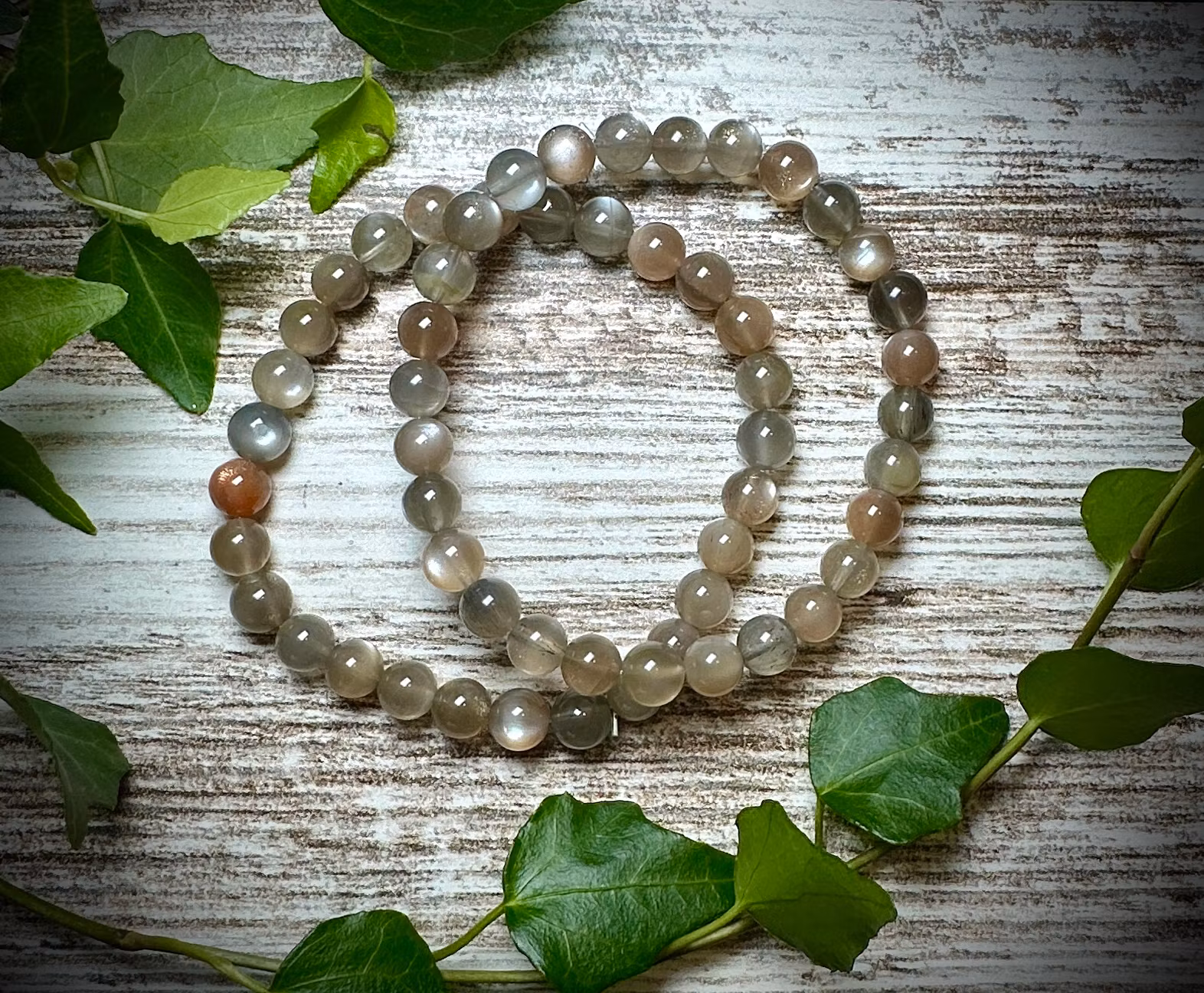 Svart Månsten Armband | 6 mm