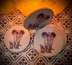 Glasunderlägg Elefant 6 st