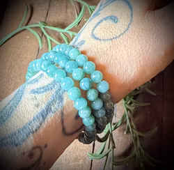 Blå Vattenjade Armband | 6 mm HK