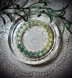 Gul & Grön Prehnit Armband | 8 mm