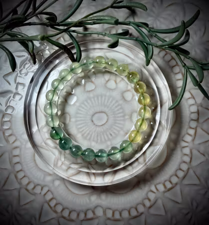 Gul & Grön Prehnit Armband | 8 mm
