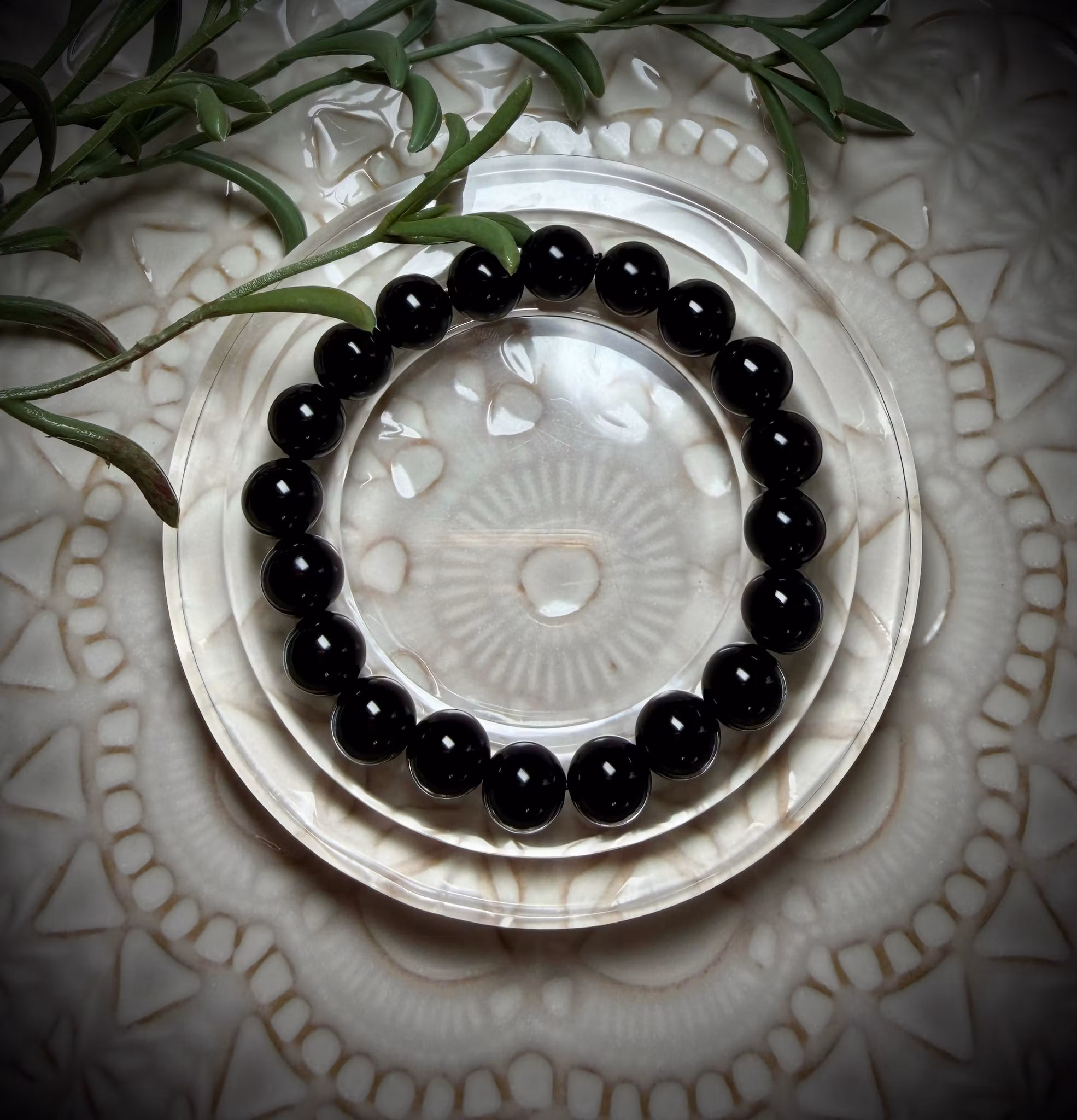 Svart Obsidian Armband | 10 mm