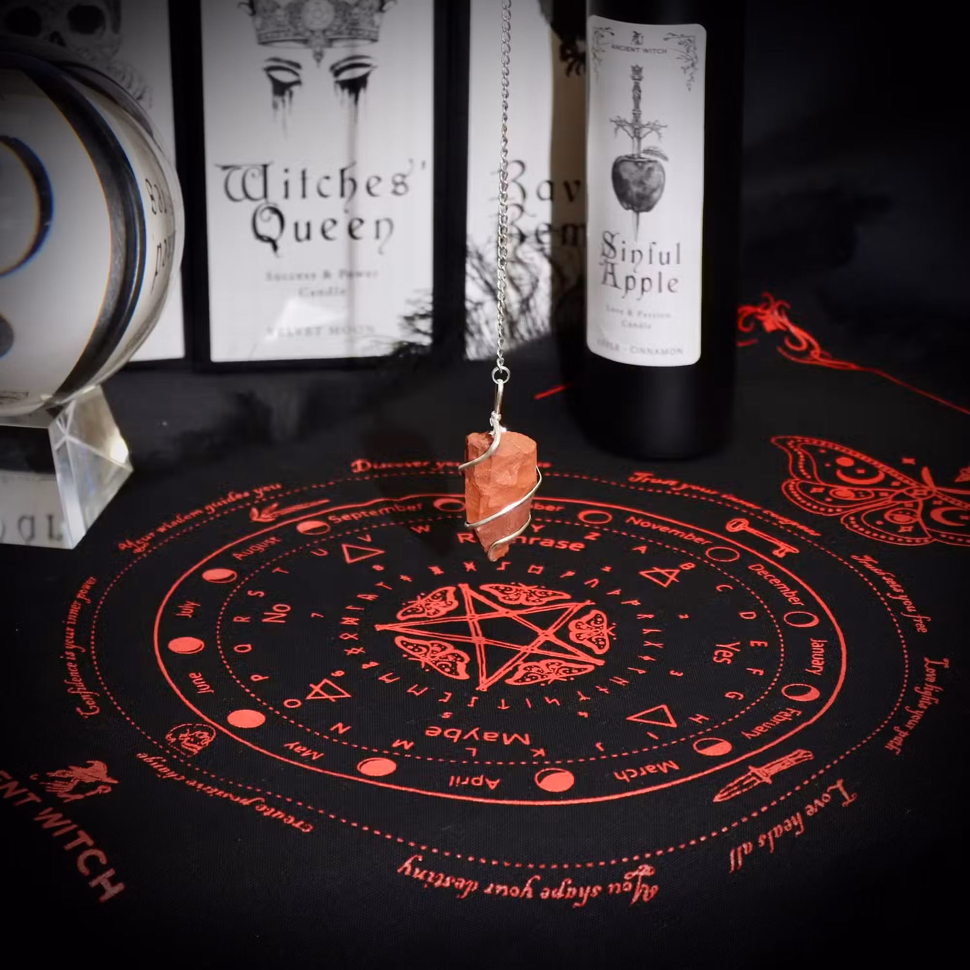 Ancient Witch Mystic Moth Pendulum Divination Cloth
