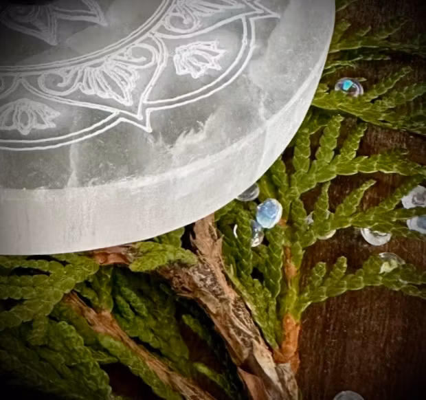 Selenit Laddningsplatta Lotus Mandala 10 cm