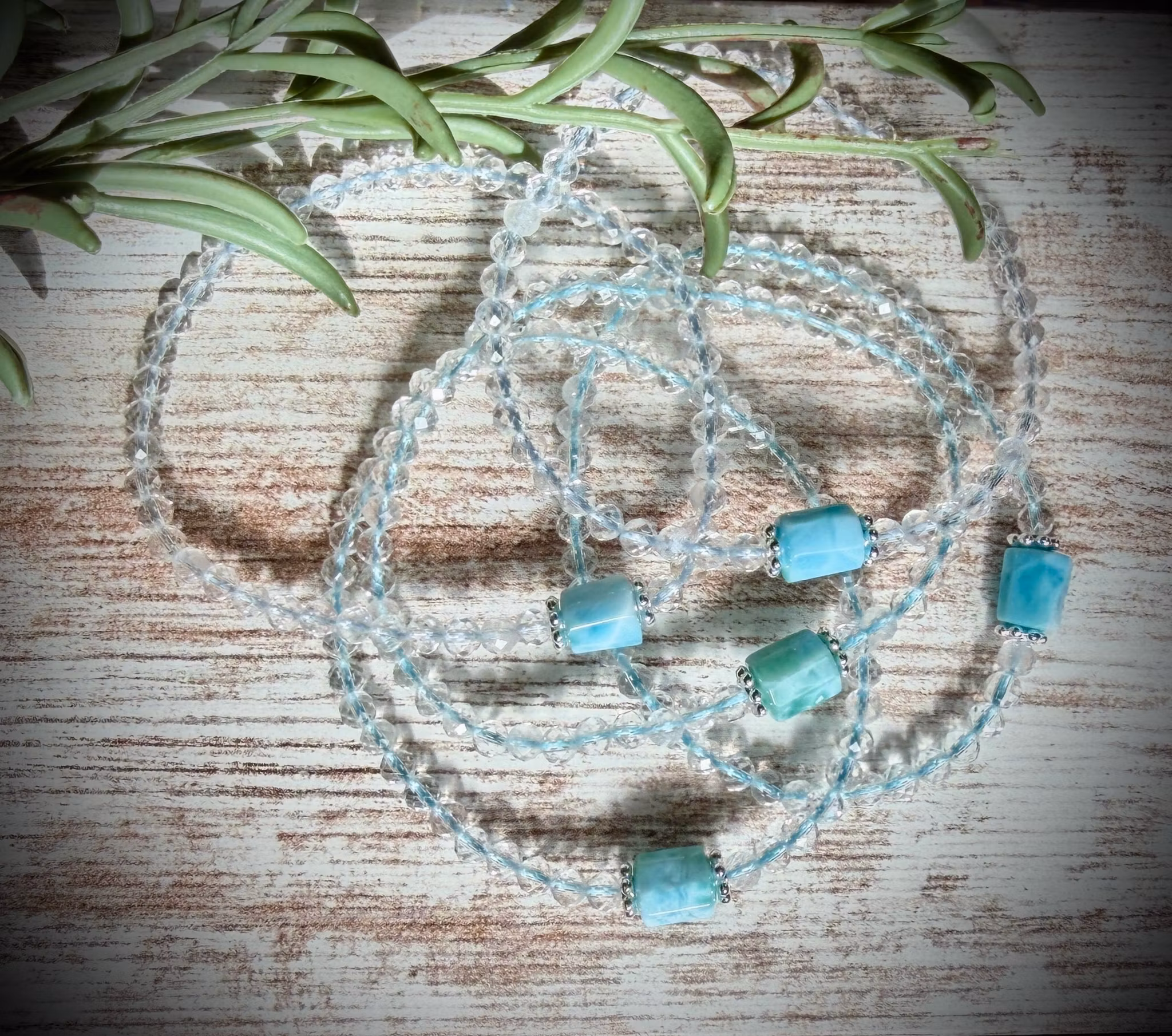 Facetterad Bergkristall med Larimar Armband