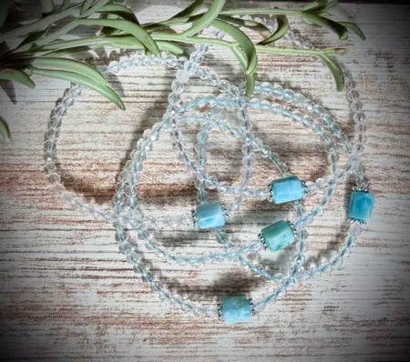 Facetterad Bergkristall med Larimar Armband