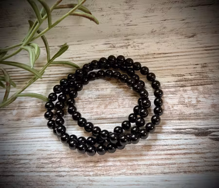 Svart Turmalin Armband 3 Wrap | 6 mm