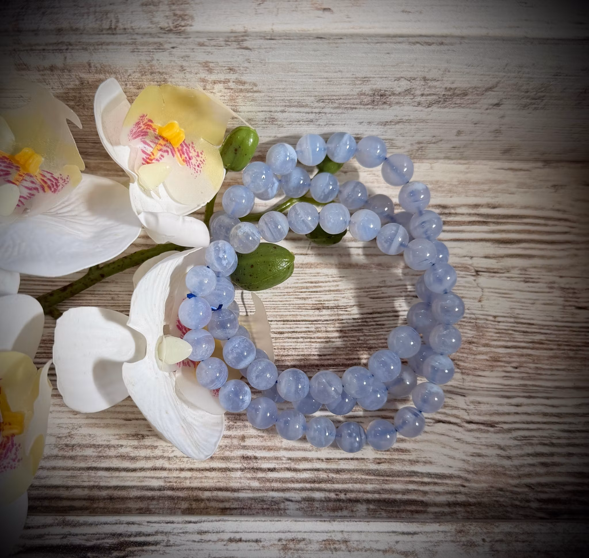 Blue Lace | Blå Bandagat Armband | 8-9 mm HK