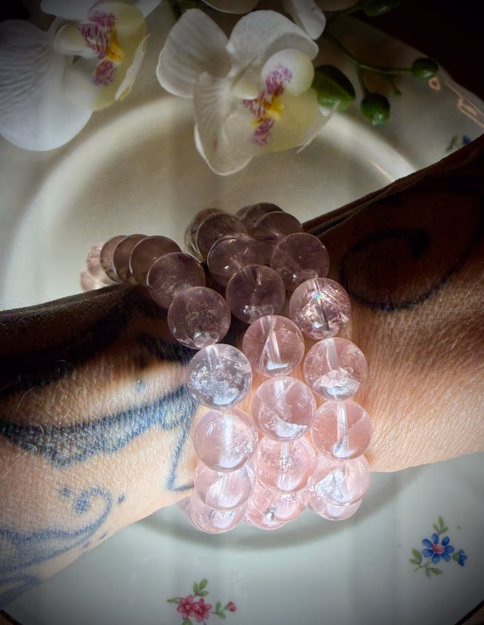 Rosa Samadhi Himalayakvarts Armband | 10 mm