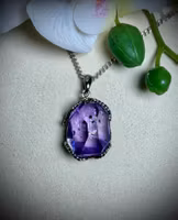 Facetterad Ametist med Hollandit Hänge | 925 Sterling Silver
