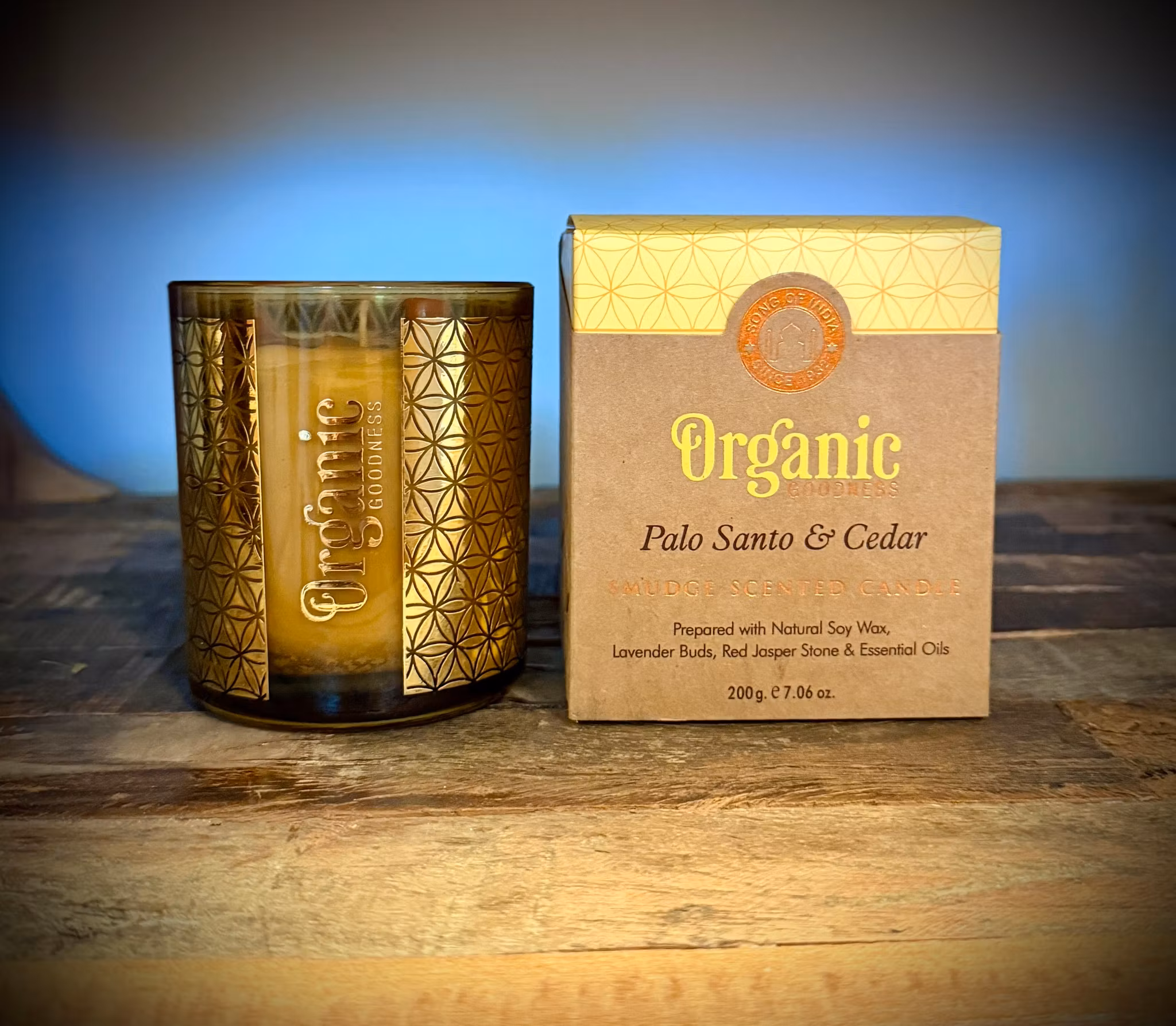 SONG OF INDIA Organic Goodness Smudge Ljus | Palo Santo & Cedar