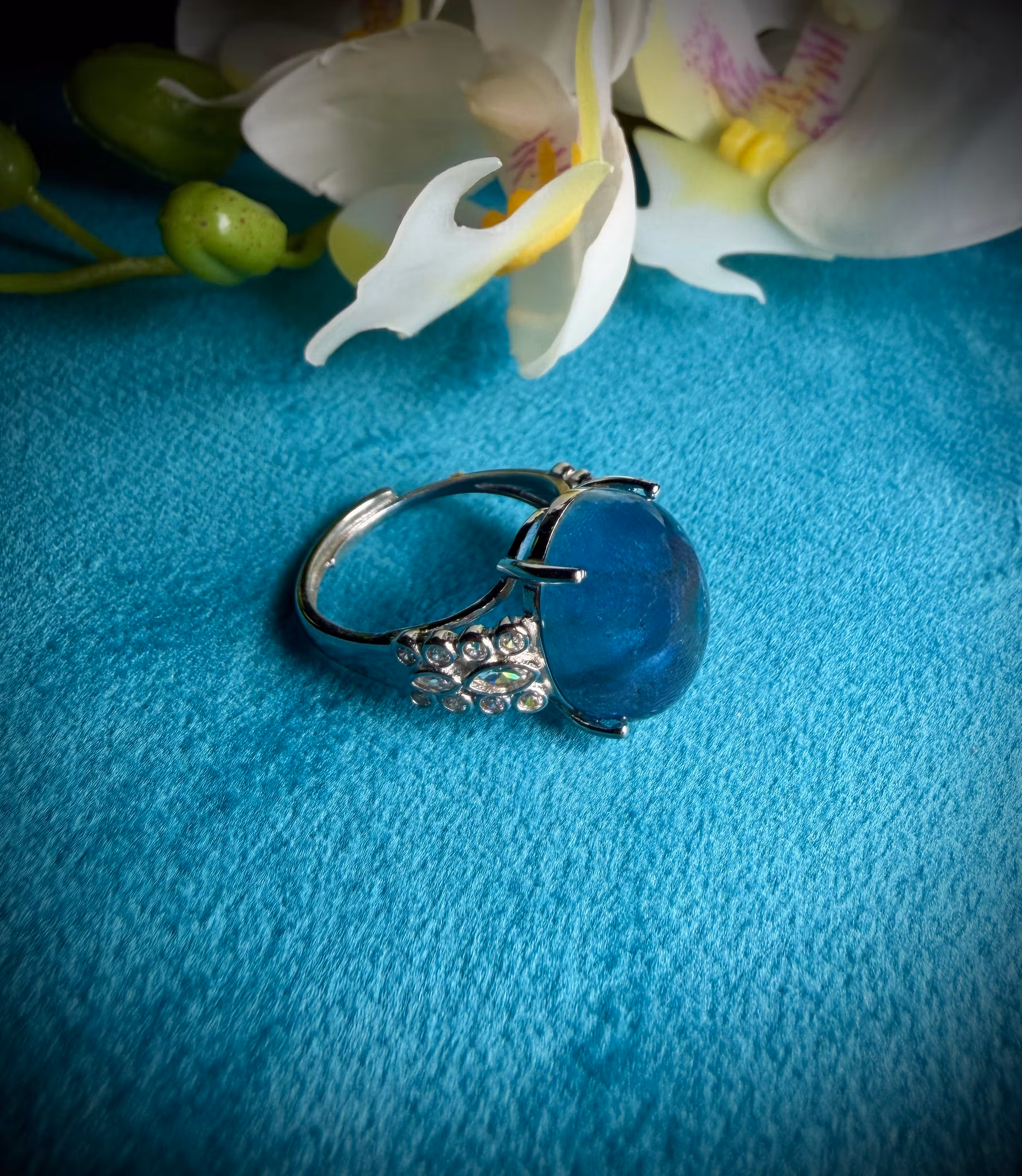 Swiss Blue Topas Ring | 925 Sterling Silver | Justerbar