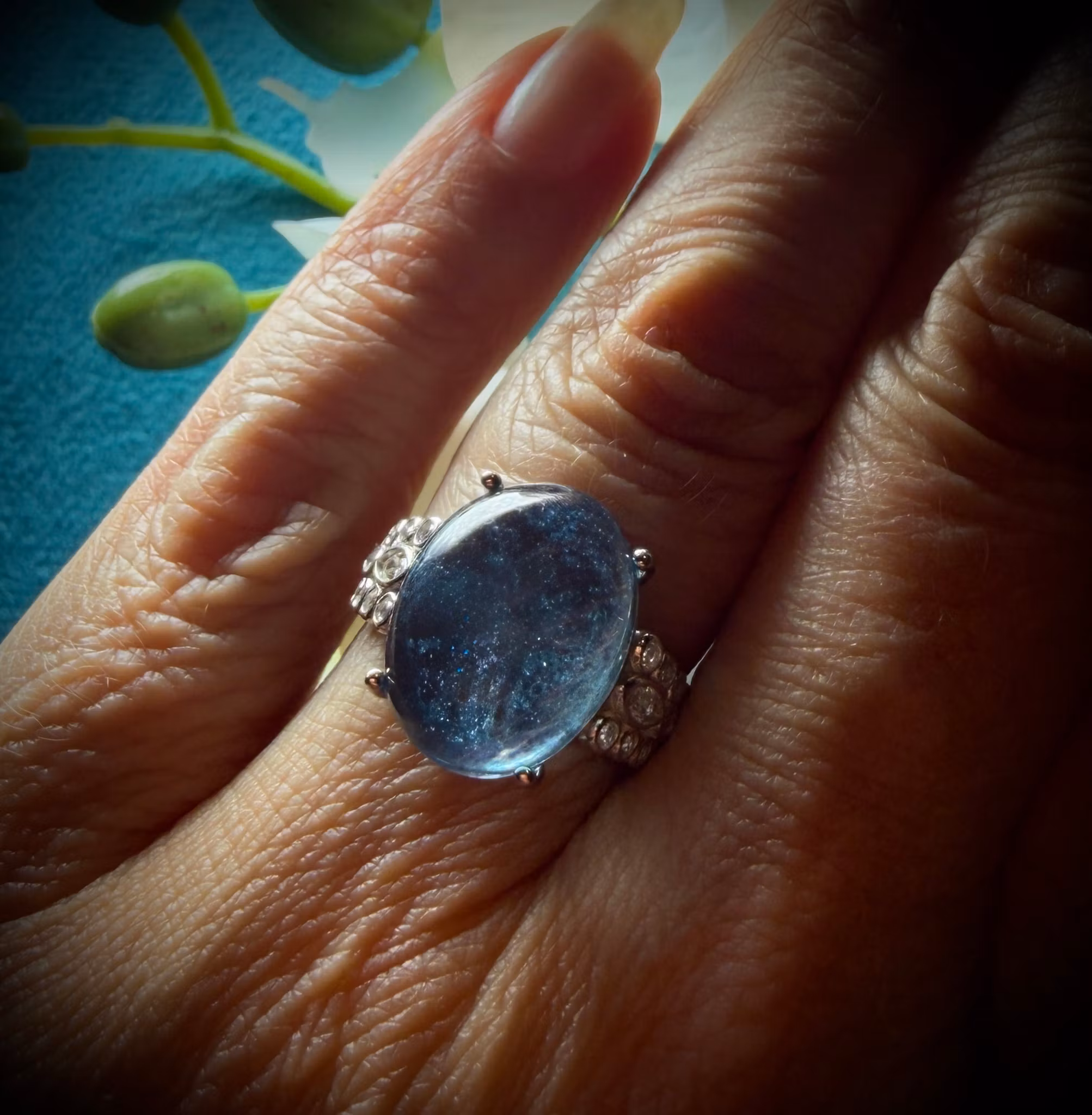 Swiss Blue Topas Ring | 925 Sterling Silver | Justerbar
