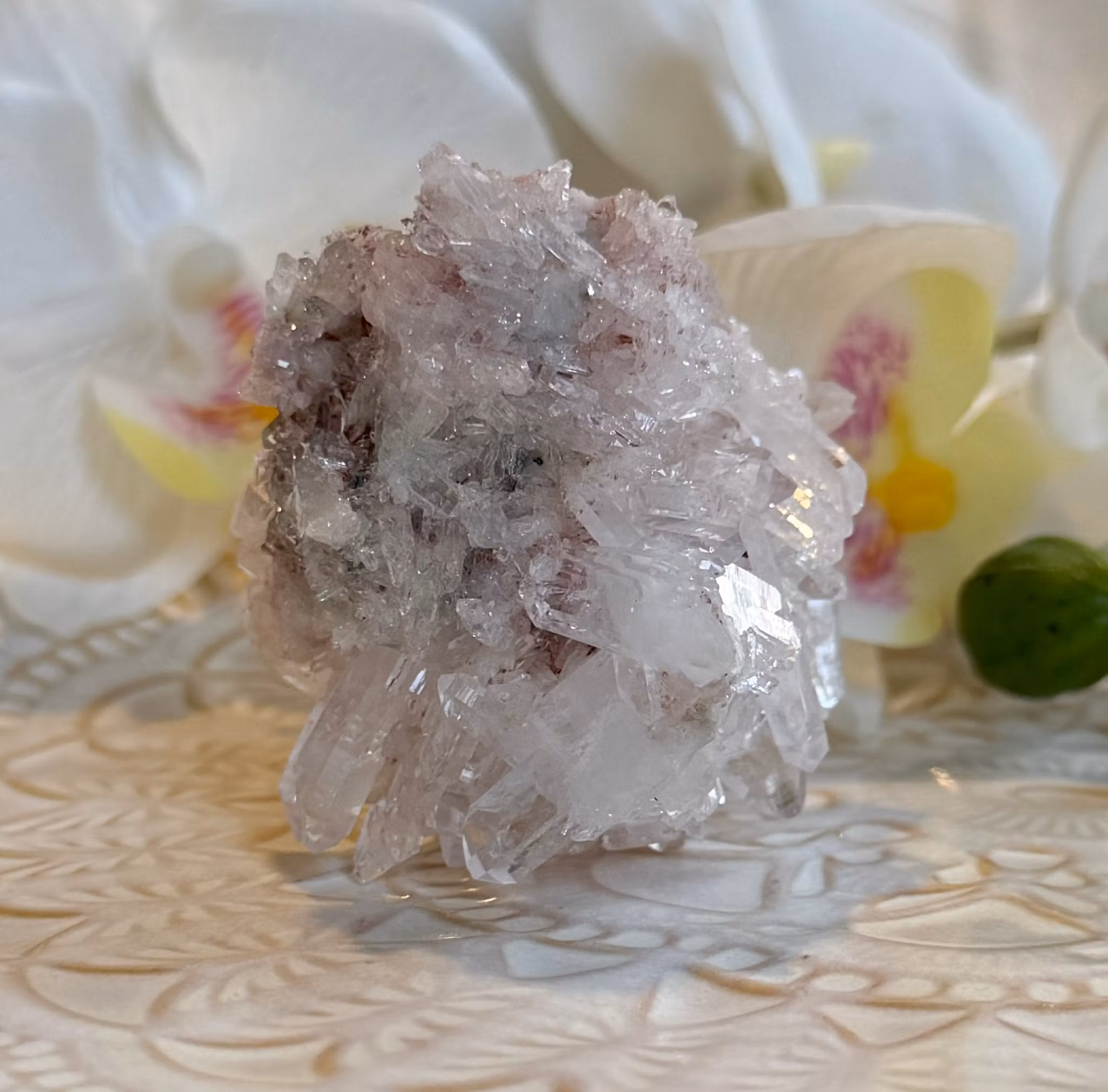 Sällsynt Colombiansk Rosa Lemurian Kluster med Fadenkvarts HK ( Samlarobjekt )