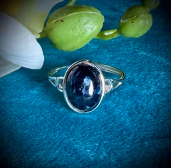 Sällsynt Blå Pietersit Ring med Chatoyancy | 925 Sterling Silver | Namibia HK