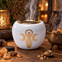 Rökelsebrännare Goddess från Indien | Vit & Guld