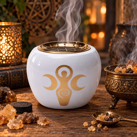 Rökelsebrännare Goddess från Indien | Vit & Guld