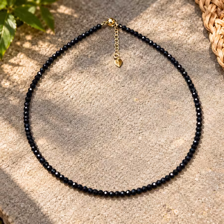 Facetterad Svart Turmalin Halsband