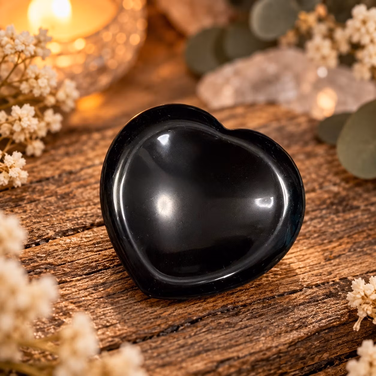 Svart Obsidian No Worry med fördjupning för tummen