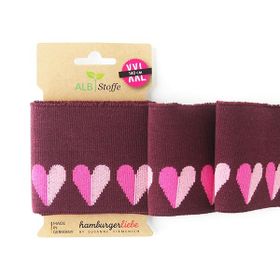 Hamburger Liebe´s Cuff Me Icon Vinröd med rosa hjärtan XXL
