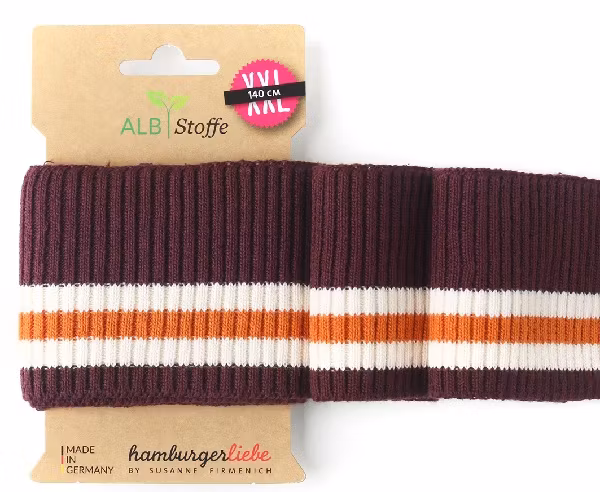 Hamburger Liebe´s Cuff Me Botanicals Vinröd med vita och höstorange ränder XXL