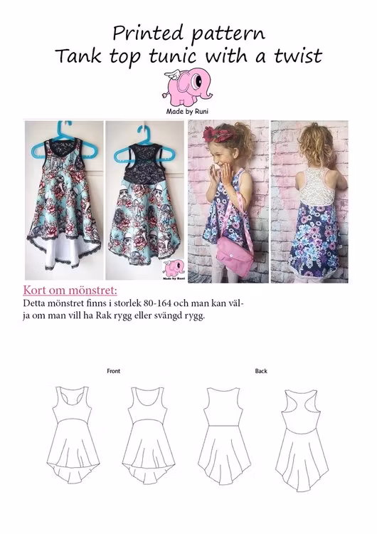Made by Runi´s Tank top tunic with a twist barn, stl. 80 - 164
