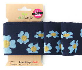 Hamburger Liebe´s Cuff Me Icon XXL Blåa blommor på mörkblå bakgrund