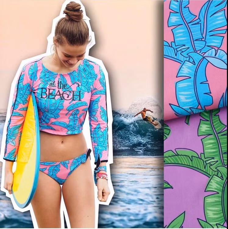 Hamburger Liebe At the beach blåa blad Bad- och Sportlycra