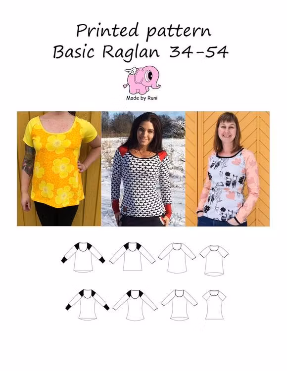 Made by Runi´s Basic Raglan dam, stl. 34-54