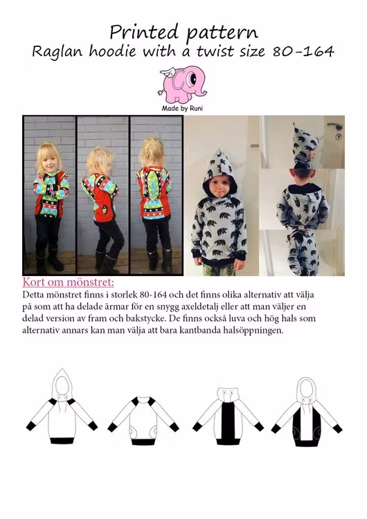 Made by Runi´s Raglan hoodie with a twist barn stl. 80-164