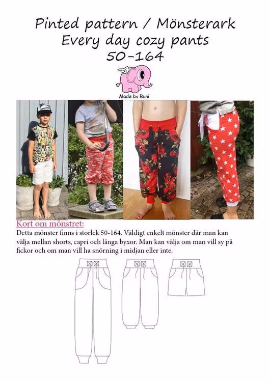 Made by Runi´s Every day cozy pants barn stl. 50 - 164