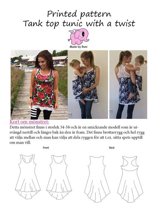 Made by Runi´s Tank top tunic with a twist dam, stl. 34 - 58
