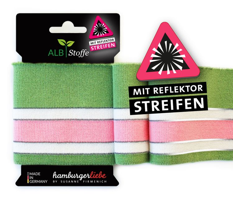 Hamburger Liebe´s Cuff Me Reflektor Grön, rosa och vit