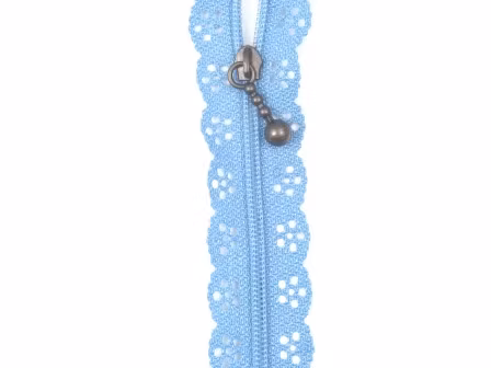 Dragkedja med blommönster Babyblå