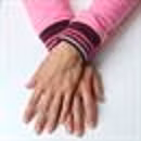 Hamburger Liebe´s Cuff Me Glam Vinröda med rosa samt silverglittrande ränder