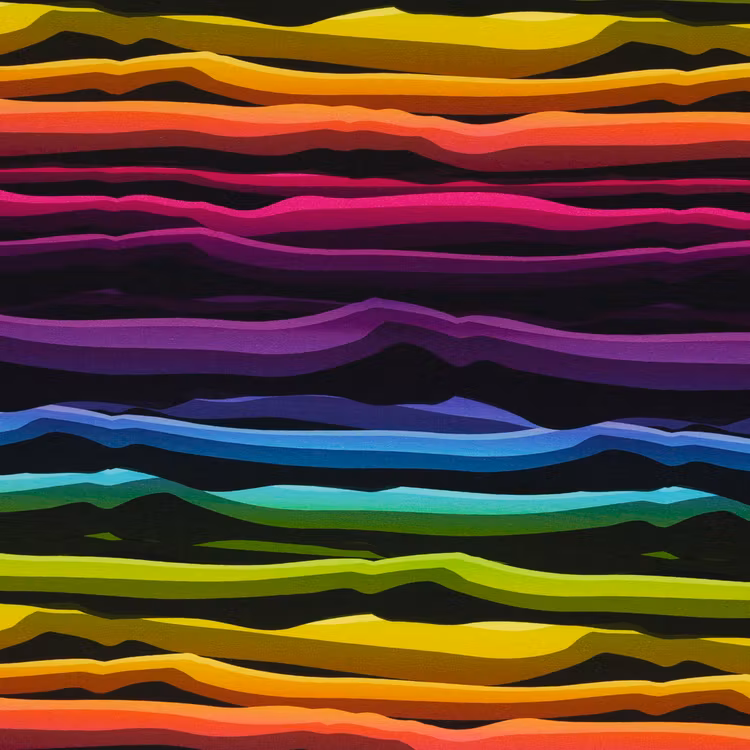 Wavy Stripes Rainbow/black