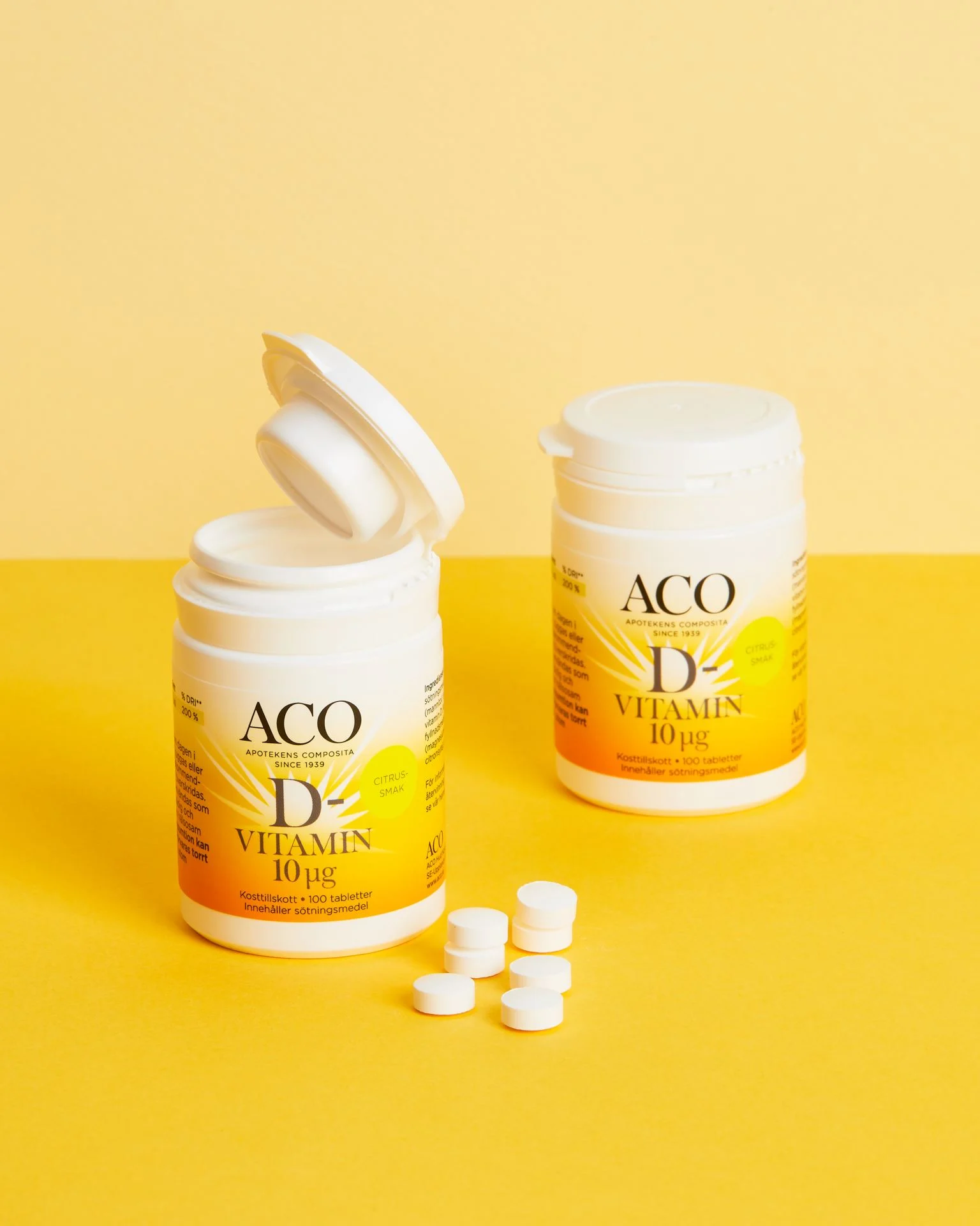 ACO vitamin D 10 µg Citrus flavor 100 tablets