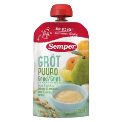 Semper Eats Porridge with fruit in a squeeze bag 6M 120 g - Pear & Apricot