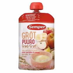 Semper Eats Porridge with fruit in a squeeze bag 6M 120 g - Strawberry & Banana