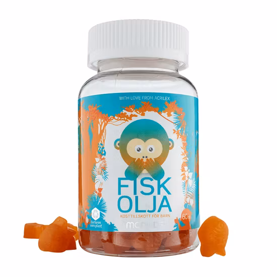 Monkids Fiskolja 60 tuggtabletter