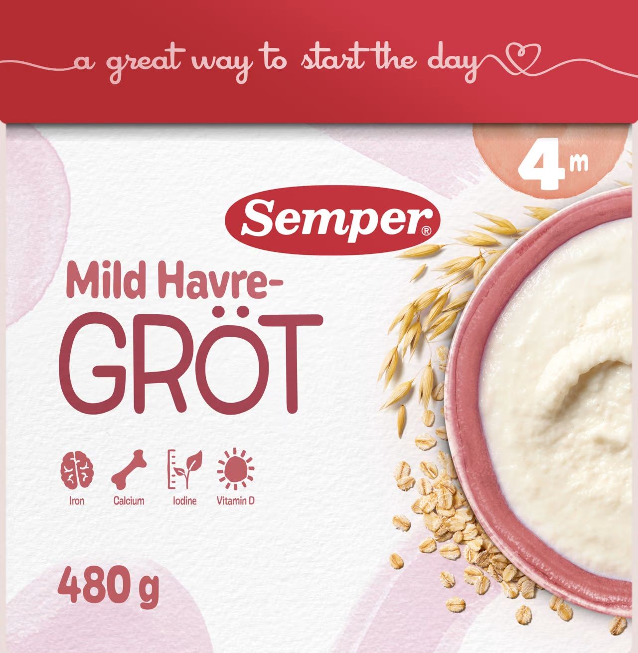 Semper Havregröt Mild & Naturell, 4 mån 480 g