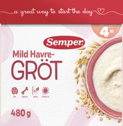 Semper Havregröt Mild & Naturell, 4 mån 480 g