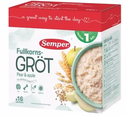 Semper Fullkornsgröt Pear & Apple 12M 530 g