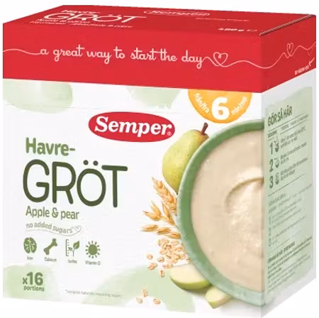 Semper Havregröt med äpple & päron 6 mån 480 g