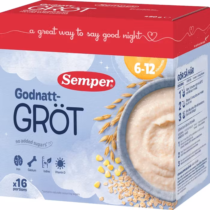 Semper Godnattgröt Natural 6-12M 16p 480g