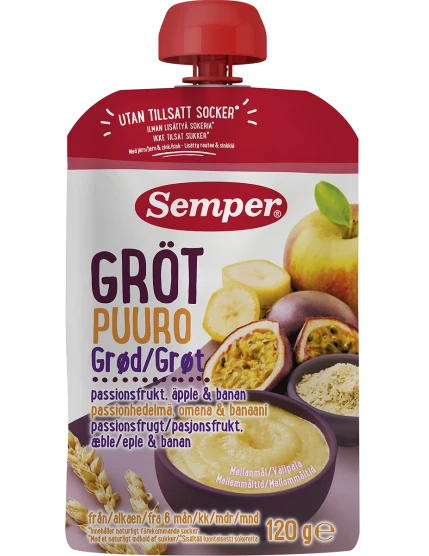 Semper Gröt med passionsfrukt, äpple och banan