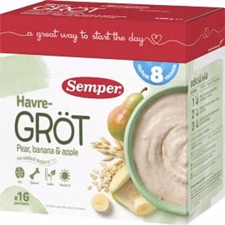 Semper Havregröt med Päron & Banan 8M 480 g