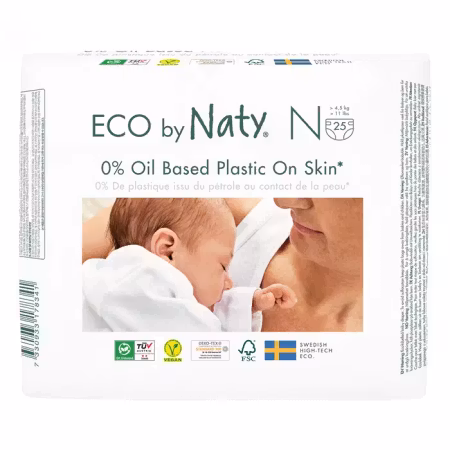 Naty - Organic Diapers Newborn Size 0 (2-5 kg), 25 pcs