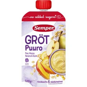 Semper Grötklämmis Päron, Mango, Banan & Äpple 120 g