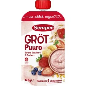 Semper Grötklämmis Jordgubb, Banan & Blåbär 120 g